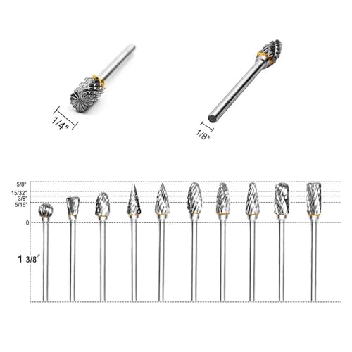 Set de 10 fresas rotativas de carburo de tungsteno 1/8 pulg miniatura 3