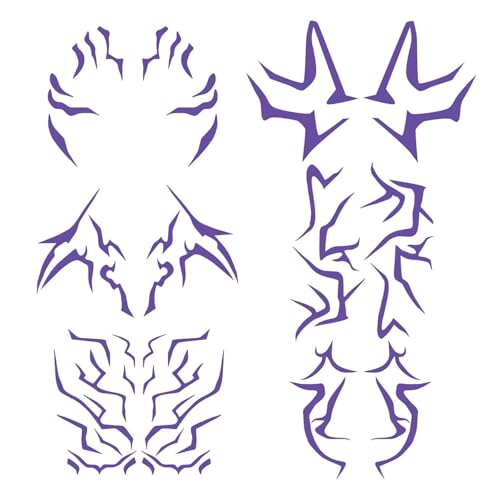 6Pcs Hunters Temporary Tattoos Lightning Tattoo Stickers Purple Hunters Stickers Popular Fake Tattoos Set for Face Arm Hand Tattoos for Girls Women Kids Party Cosplay Halloween Festival Teens Gift