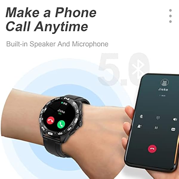 FMK Reloj Inteligente de Fitness con Pantalla táctil Completa para Hombres, dial de Llamada y notificación de Texto Reloj Inteligente con Monitor de sueño de presión Arterial de 24 Horas