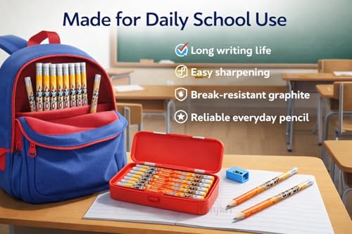Image of Mech Warrior HB Pencils Pack of 12 for Kids | Dark Writing Student Pencils with Eraser | Cute Cartoon School Pencils for Boys Girls | Birthday Return Gift Stationery Set for School