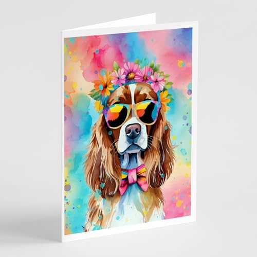 Caroline's Treasures DAC2486GCA7P Cavalier Spaniel Hippie Dawg Greeting Cards Pack of 8 Blank Cards with Envelopes Whimsical A7 Size 5x7 Blank Note Cards