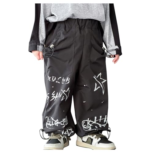Toddler Boys Cargo Pants Elastic Waist Y2K Star Graphic Letter Printed Casual Joggers with Pockets Hip Hop Streetwear