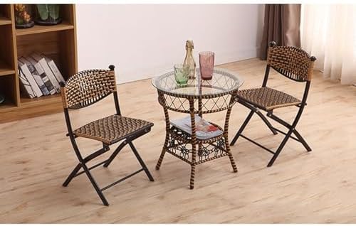 Foldable Woven Rattan Chair with Backrest - Compact Balcony Stool for Outdoor Leisure, Stylish Small Chair for Patio or Garden, Space-Saving Design