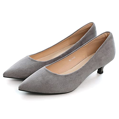 Image of Women's Low Kitten Heel Pumps Classic Fashion Dress Pumps Simple Heeled Shoes for Office Work