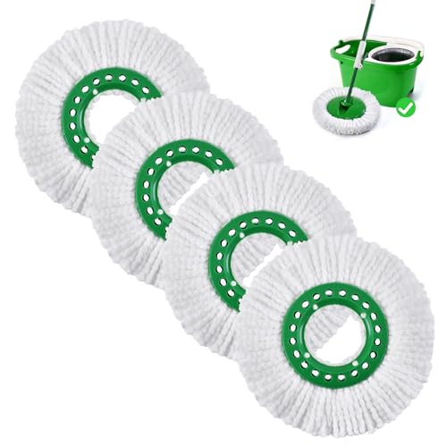 Hezane 4 Pack Mop Head Replacements for Libman Spin Mop New Version Washable Refills Compatible with Libman Tornado Spin Mops and Bucket System