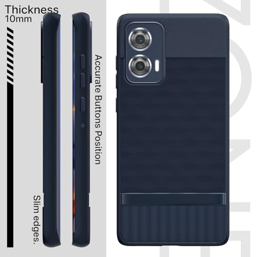 Image of Pikkme Back Cover for Motorola Motorola Moto Edge 50 Fusion 5G / Motorola Moto G96 5G Soft Grip 3D Hexa Cube Texture Silicone Bumper Case (Blue)