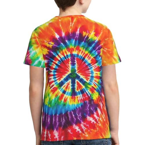 Image of Big Kids Tie Dye Shirt for Boys Girls Short Sleeve Hippie Tshirt Senior Tee