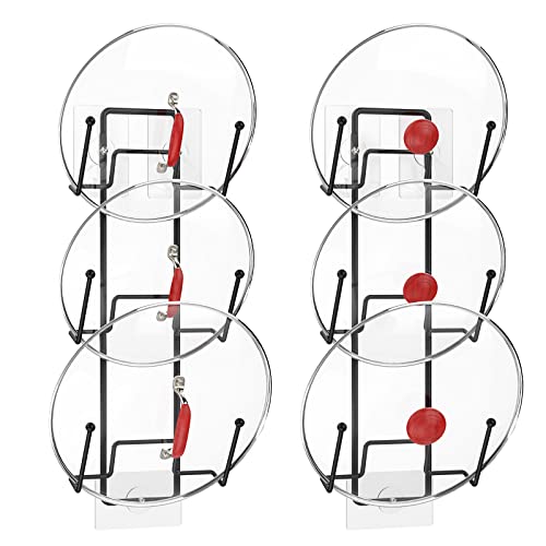 Housolution Topfdeckelhalter Deckelhalter für Schranktür Wand, 2 Stück Kleben Ohne Bohren Vertikaler Pfannendeckelhalter Topfdeckel Halterung, Schwarz Cover