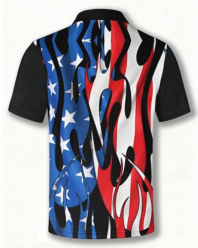 Camiseta polo con diseño de bandera estadounidense, patrón patriótico rojo, blanco y azul con estrellas miniatura 4