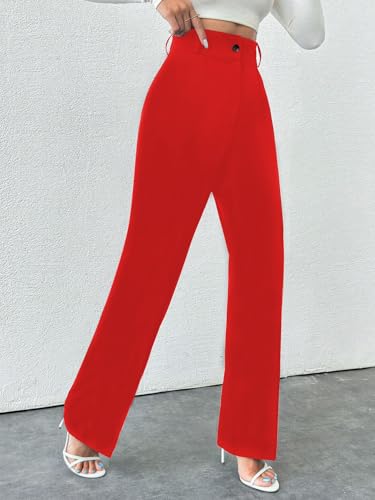 Image of Toochki Trousers for Woman Pants Women's Formal Office Korean | Black Track Pant | Straight | Cotton Spandex Stretchable Trouser | High-Waisted Bottom Wear