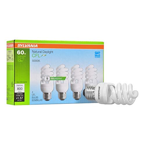 Sylvania Natural Daylight CFL 5000K 60W / 13W 4Pack
