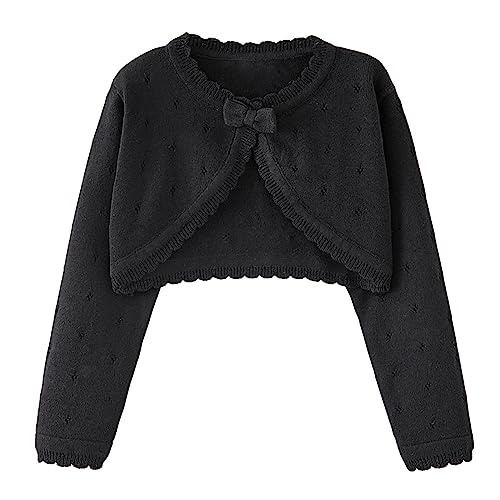 ASHER FASHION Little Girls Bolero Cardigan Long Sleeve Kids Toddler Knitted Shrug Sweaters Dress Cover Up Cropped Tops