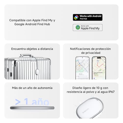 Miniatura 2 de Xiaomi Smart Tag, Compatible con Apple Find My y Google Android Find Hub, localizador, buscador para Equipaje/Bolsos/Carteras/Mascotas, IP67, batería con más de 1 año de autonomía, Pack de 1