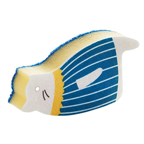 1 x Toruiwa keuken schoonmaken Spons penseel schattig creatieve zee leeuw patroon Sponge Scouring Pad Catering Vaatwasser Sponge Scourer keuken schoonmaak gereedschap Blauw