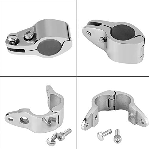 Marine Jaw Slide Pipe Clamp,1 Inch Stainless Steel Marine Hardware Fitting Silver Marine Boat Awning Clamp Clip Deck Hardware for Boat Bimini Top Jaw Slide Hinged