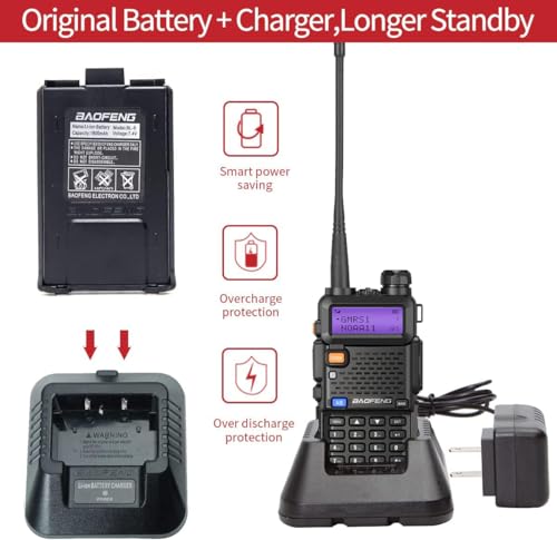 Baofeng Uv-5R Gmrs Handheld Radio Long Range Uv5R Walkie Talkies Rechargeable Two Way Radio,Gmrs Repeater Capable,Noaa Weather Radio Walkie Talkie For Adults thumb #4