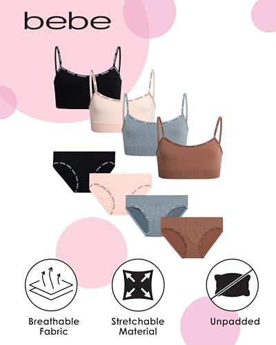 bebe Girls' Underwear Set - Seamless Cami Training Bra and Matching Panties (8 Piece)2