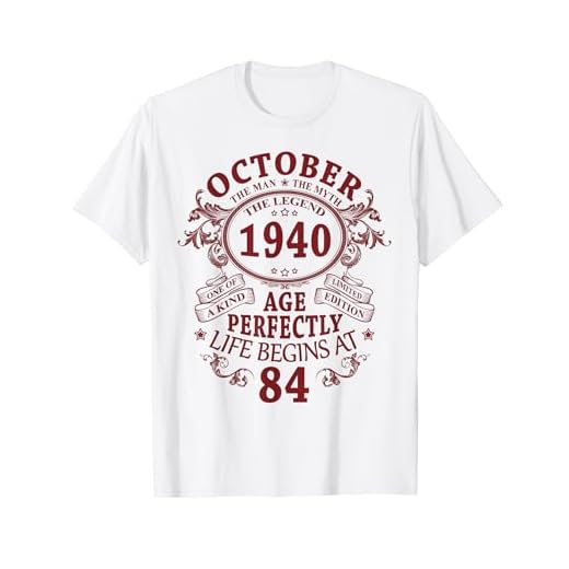 84 Años Cumpleaños Hombre Mujer Octubre 1940 Vintage 1940 Camiseta