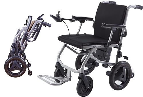 Burch Bike Kano Lightweight Foldable Electric Wheelchairs for Adults, 2x150W Power Wheelchair Travel/User Friendly, Long Range Electric Wheelchair, All Terrain Motorized Wheelchair for Seniors (Black)