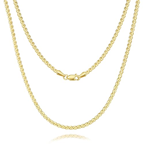 WONRUN 14K Gold Necklaces for Women Dainty Gold Necklace for Women Non Tarnish Thin Golden Chain for Men Charm Necklaces Unique Structure Dainty Necklace for Womens 16 18 20 22 24 Inches
