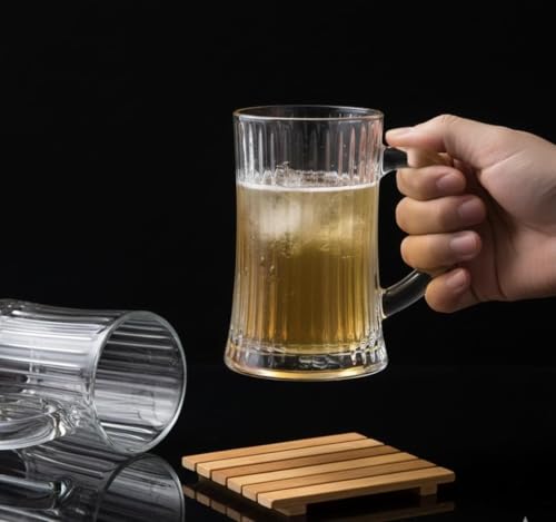 Image of WRINGO Classic Beer Mugs Set of 2, 500ML Glass Mug with Handle, Large Big Heavy Mugs for Freezer, Multipurpose Mugs, Dishwasher & Microwave Safe (BR-11)