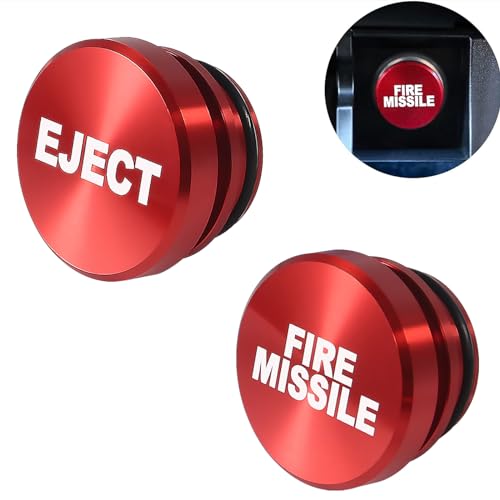 Image of 2 Pack Billet Aluminum Car Cigarette Lighter Plug Replacement, Eject Button FIRE Missile Button Universal Push Button Fits Most Automotive Vehicles (Red)