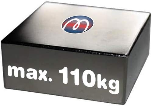 Block Magnet 50 x 50 x 20mm Neodymium N40 (NdFeB) Nickel - pull 110 kg - Power Magnetic Block - Super Strong Rectangular Magnets for Industry and Home