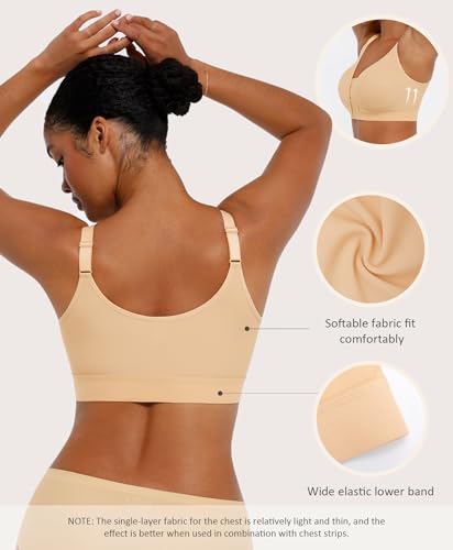 Image of FeelinGirl Post Surgery Bras for Women Front Closure Mastectomy Bras Surgical Wireless Full Coverage Compression Bra