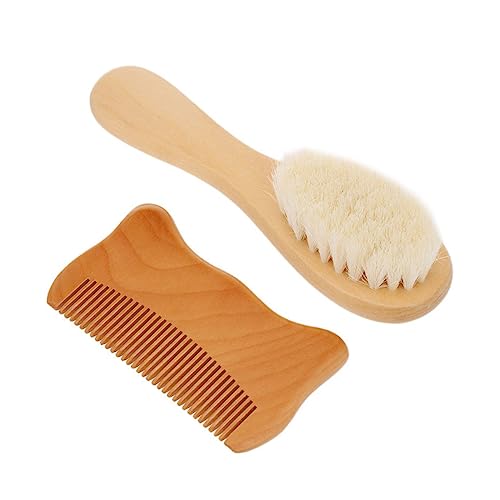 Gogogmee Natural Goat Hair Brush Set Comb Brush for Bathing Gentle Detangler for Sensitive Scalp