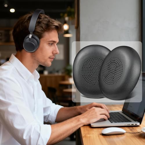 SOULWIT Lambskin Earpads Replacement for Jabra Evolve2 65 (Evolve 2 65MS 65UC MS UC)/Evolve2 40 (40UC 40MS USB)/Elite 45h On-Ear Wireless Headset - Black by SOULWIT - Image 5