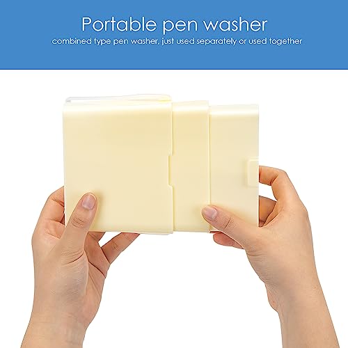 Image of Brush Washing Bucket, Plastic Triple Detachable Pen Cleaner, Watercolor Art Paint Storage, Multifunction Paint Brush Washing Bucket with Handle for Watercolor Outdoor Indoor Painting
