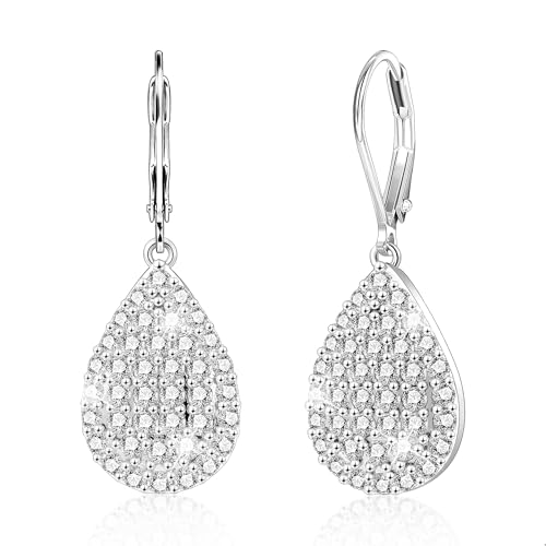 ALEXCRAFT Pendientes Mujer Plata de Ley 925 Postes, Pendientes Fiesta Largos Zircón, Pendiente Gota de Agua, Elegantes, Hipoalergenicos, Regalos de Joyas