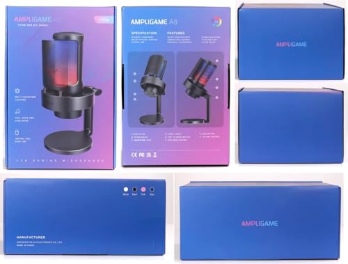 FIFINE USB Gaming Microfono para PC Mac PS4 PS5, RGB Condensador Micrófono per Streaming, Podcasts, con Control RGB, Mute Touch, Conector para Auriculares, Filtro Anti-Pop - imagen 8
