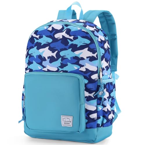 VASCHY Toddler Kids Backpacks, Cute Lightweight Water Resistant Preschool Backpack for Little Boys with Chest Strap Baby Sharks