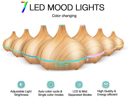 Cool Mist Humidifiers - Essential Oil Diffusers With 7 Lighting Options - Auto Shut Off Humidifiers For Bedroom, Home & Office #TOP1
