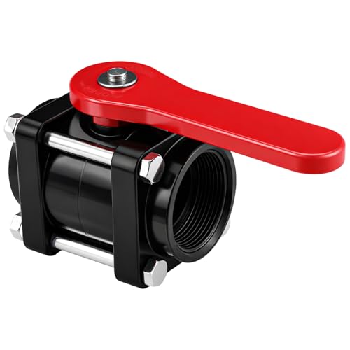 Otoolling Inline Polypropylene Ball Valve 2" Npt Female Stainless Steel Exterior Chemical Resistant for Water Irrigation Industrial Systems