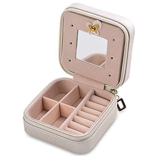 Preisvergleich Produktbild MUXItrade Schmuckkästchen Kleine Tragbar Schmuckschatulle für Ringe Ohrringe Halsketten Schmuckkiste mit Spiegel Geschenk für Reisen Unterwegs