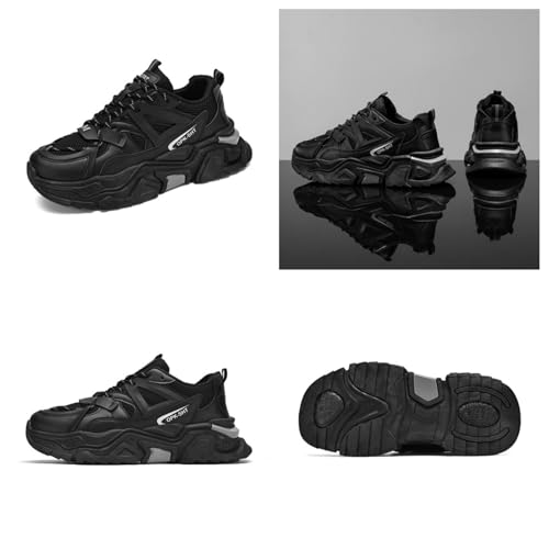 Men's Fashion Leather Chunky Platform Sneakers Casual Non-Slip Athletic Tennis Walking Shoes Workout Footwear2