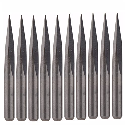BERWENNY 10Pcs 15 Degree 0.3mm Carbide End Milling Cutter CNC Router Tool Pyramid Engraving Bit Compatible with Jade Copper