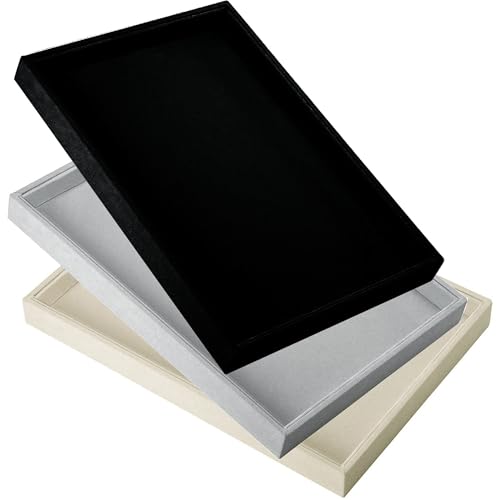 4 Pcs 13.8"x9.5" Velvet Jewelry Tray Jewelry Display Tray Stackable Plate by Mornajina - Used condition - Image 7