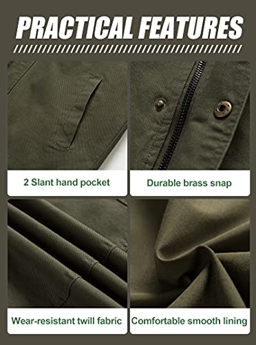 Pursky Mens Military Style Cotton Lightweight Jackets For Fall And Winter Work Clothing S Army Green #TOP5
