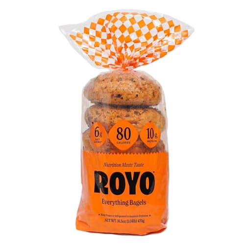 ROYO BREAD CO. ASSORTED 2-Pack Low Carb Artisan Bread and Bagels, 30-80 Calories (Everything Bagels)