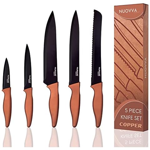 nuovva 5-Piece Copper Kitchen Knife Set Cover