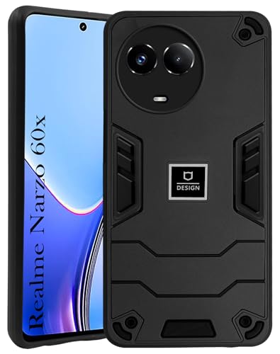 Image of Jkobi Back Cover Case for Realme Narzo 60x (Lightweight Hybrid Shockproof Polycarbonate| Slim Black)