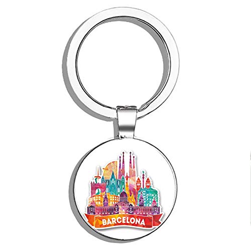 Glover Trading Barcelona Catalunya Spain Round Steel Metal Key Chain