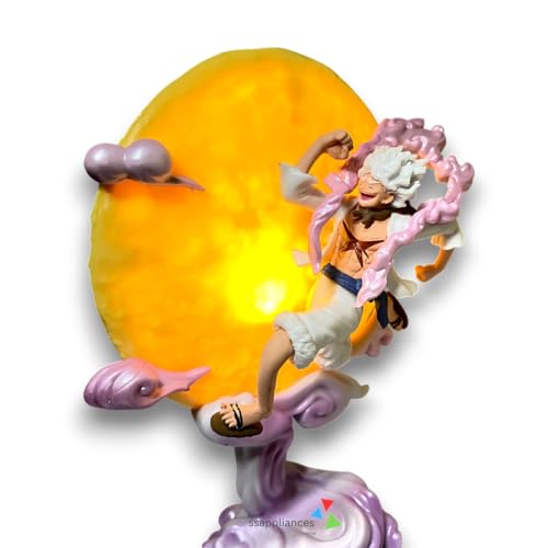 Image of Monkey D. Luffy Action Figure with LED Light | One Piece Anime Collectible PVC Statue | Luffy Gear 5 Figurine with Glowing Sun Base |