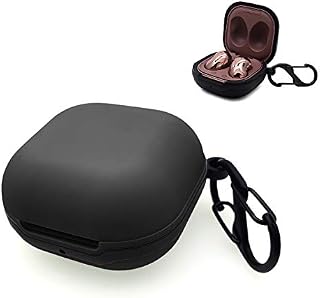 sciuU Protective Silicone Case compatible with Samsung Galaxy Buds Live, Skin Cover with The Stainless Shockproof Secure Ring for Wireless Earbuds Charging Case with Anti-Lost Carabiner, Black