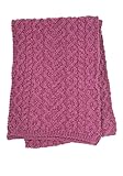 Aran Crafts Women's Irish Knitted Wool Soft Heart Pattern Scarf 9.5x60(X4942-MAG) Magenta