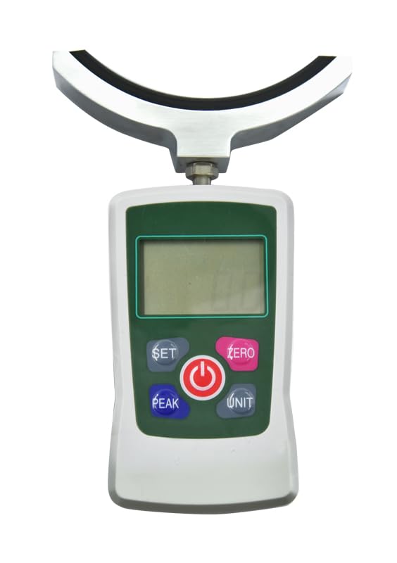 Medidor de fuerza muscular con carga máxima de 500 N (50 kg / 110 lb), modo de medición en tiempo real, pico y primer pico, precisión ±1 %, estructura con sensor interno miniatura 2