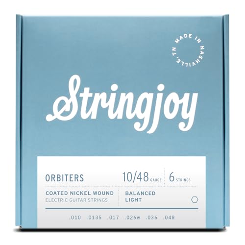 Stringjoy Orbiters 10-48 Balanced Light Coated Electric Guitar Strings - Coated Nickel Electric...